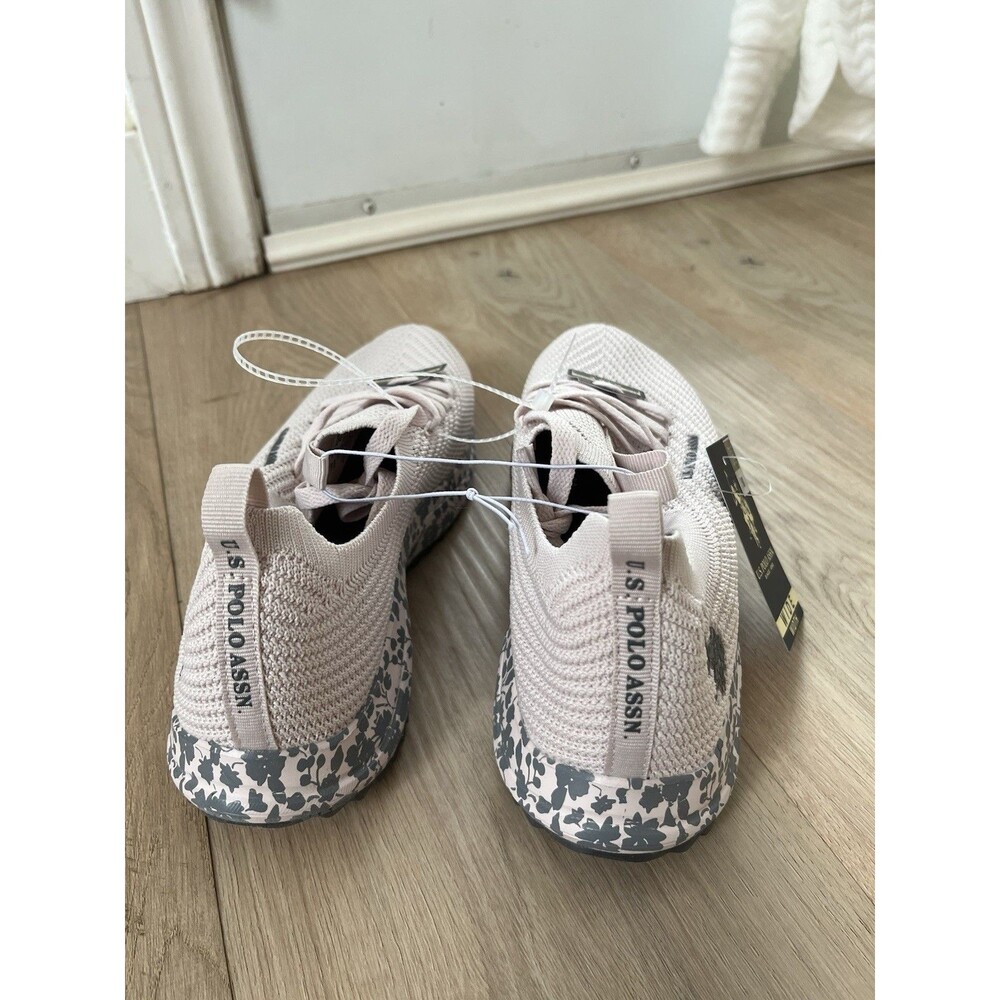 U.S.Polo Assn. Women's Shoes Size 9W Baby Pink Gray Lightweight Slip-On Sneaker